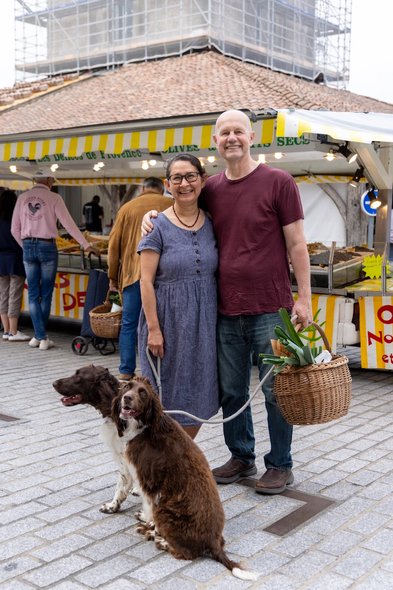 Chef Jacquy Pfeiffer at a market.